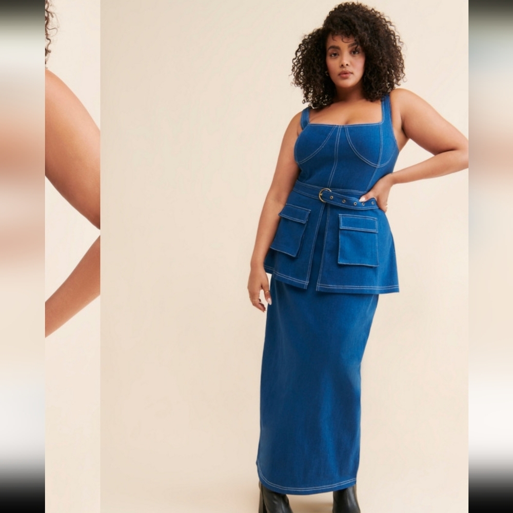 Geisha Design Corset  Blue‎ Denim Dress